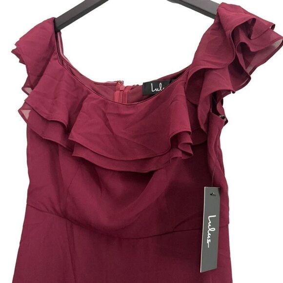 NWT Lulus maroon ruffle top dress size small - Picture 5 of 7